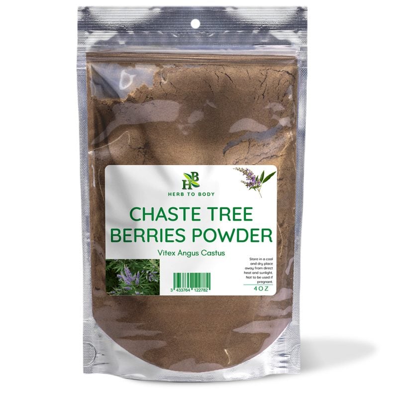 Herb To Body Chaste Tree Berries Powder (Vitex agnus-castus) 4oz resealable pouch